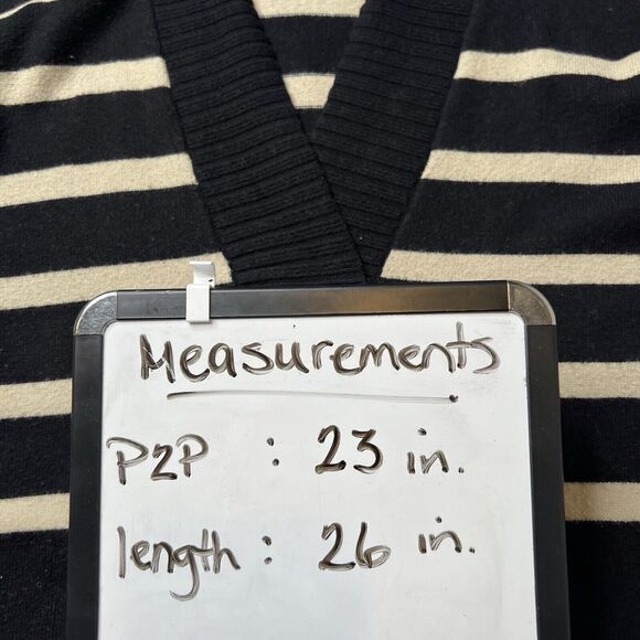 Ellen Tracy Sweater Women's XL Black Striped V-Neck Long Sleeve - Picture 8 of 8